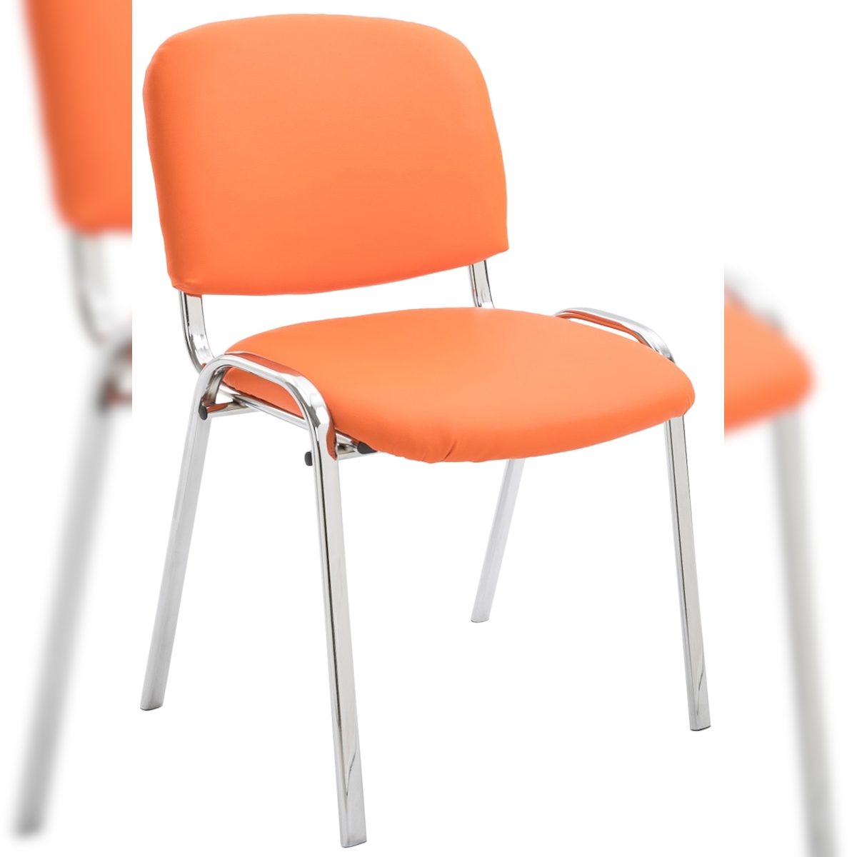 DELUKE Besucherstuhl ZAGREB - Kunstleder Orange 54x48x79 cm | Besucherstühle Konferenzstuhl Wartezimmerstuhl Bürostühle Bürostuhl Konferenzraum Wartezimmer Image