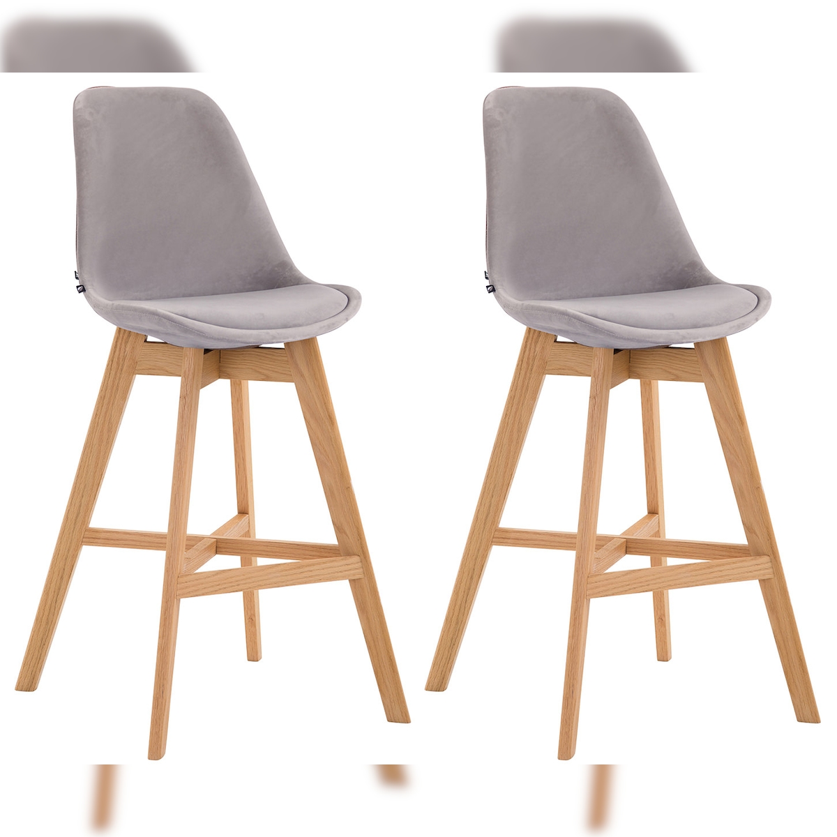 DELUKE 2er Set Barhocker DUMIR - Samt Grau 48x56x112 cm | Barstuhl Mit Lehne Tresenhocker Tresenstuhl Kneipenhocker Kneipenstuhl Image