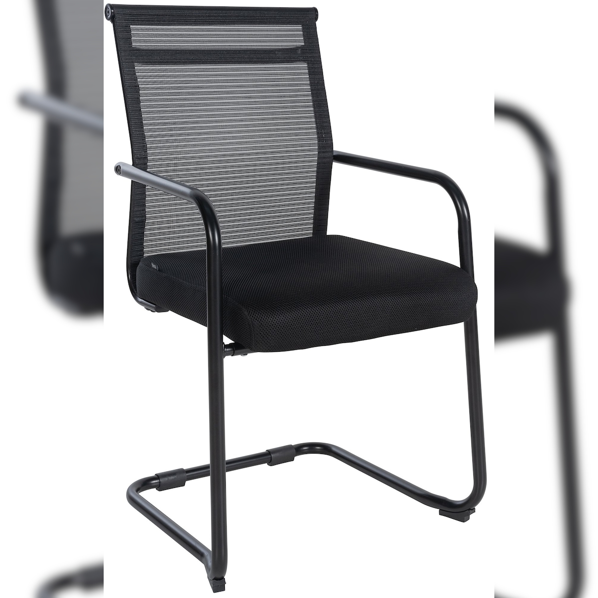 DELUKE Besucherstuhl LISBON - Stoff Schwarz 55x51x95 cm | Besucherstühle Konferenzstuhl Wartezimmerstuhl Bürostühle Bürostuhl Konferenzraum Wartezimmer Image