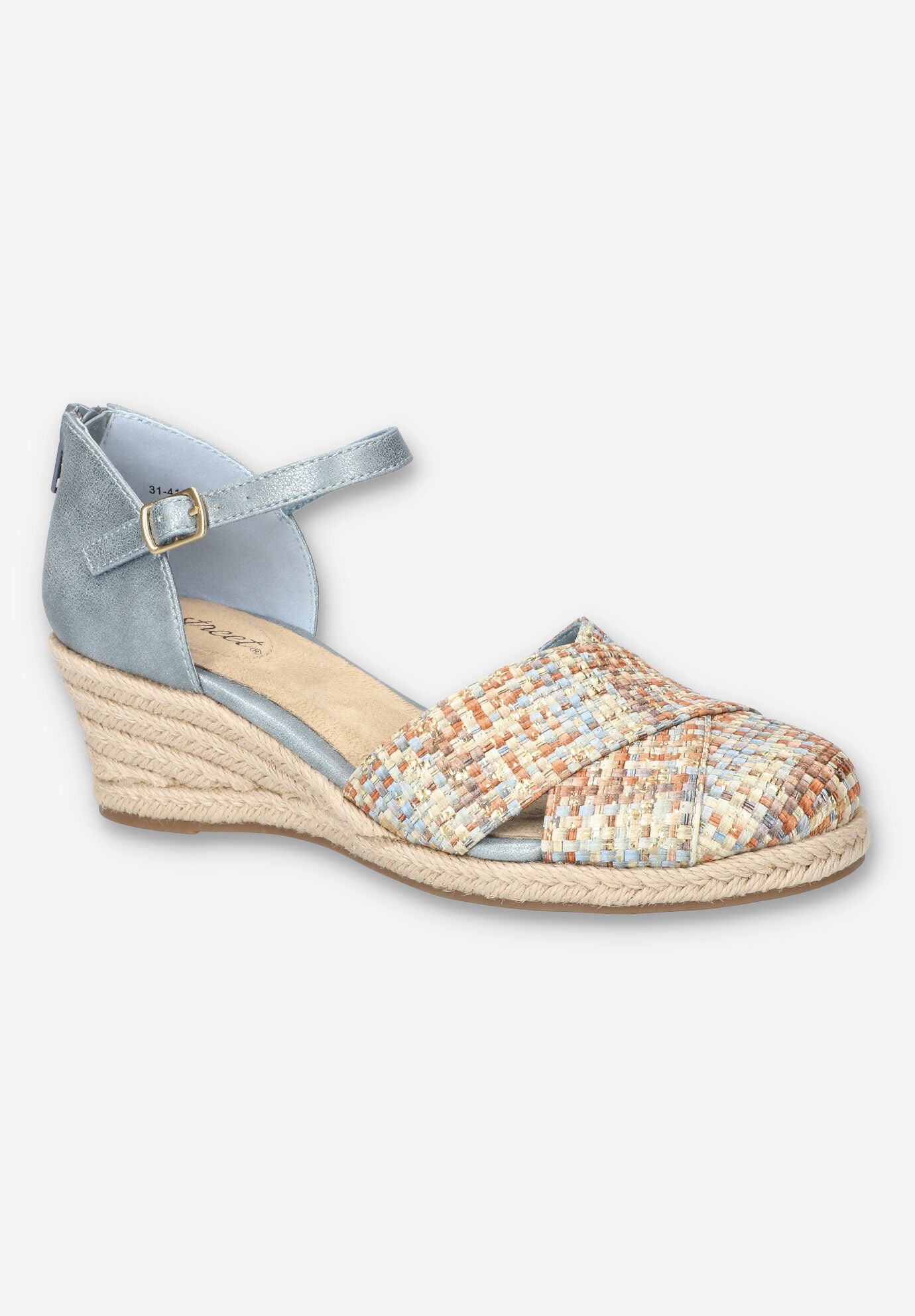 Wide Width Women's Coast Espadrille Wedge by Easy Street in Pastel Multi Woven (Size 9 1/2 W)