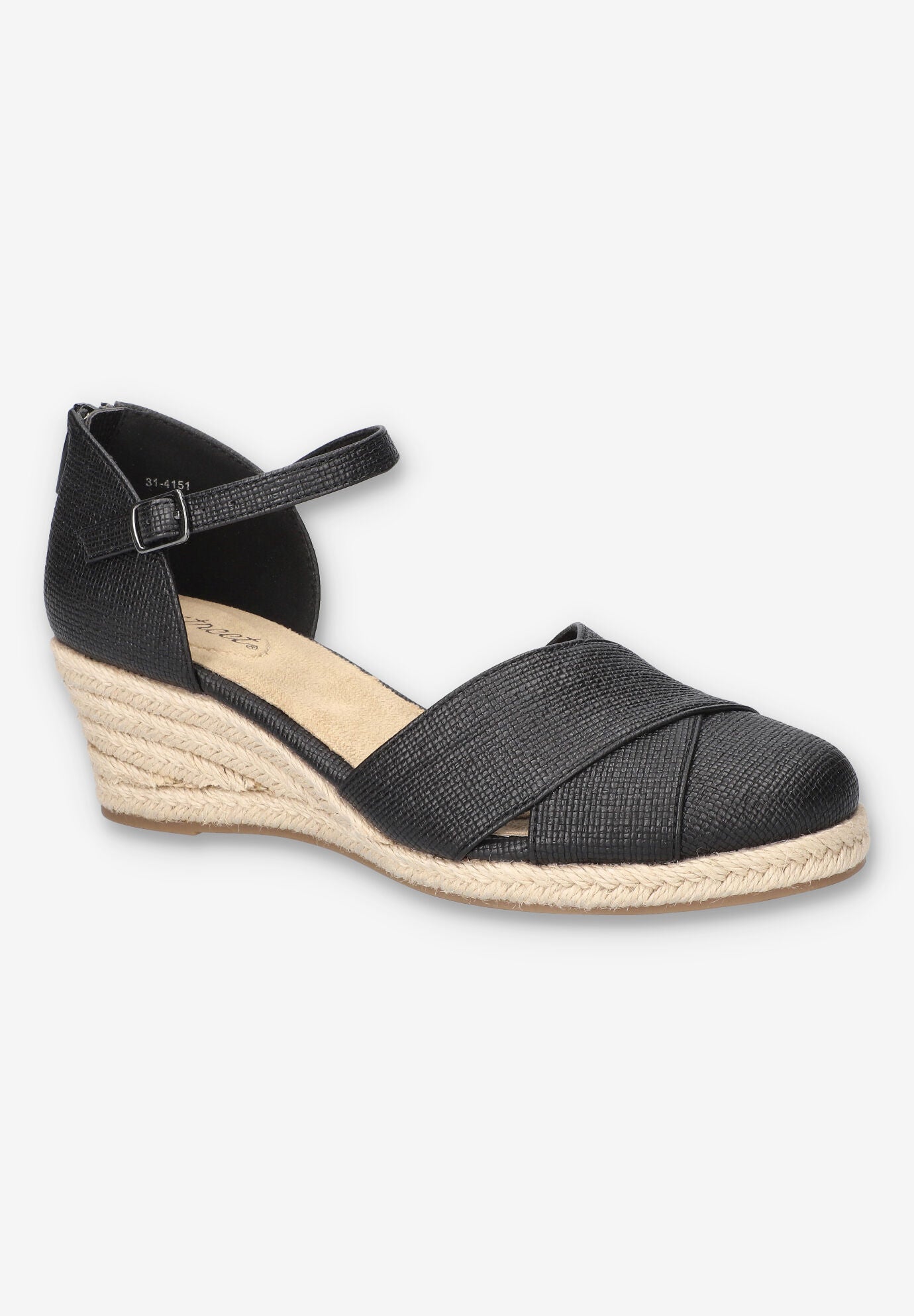 Women's Coast Espadrille Wedge by Easy Street in Black Linen (Size 7 XW)