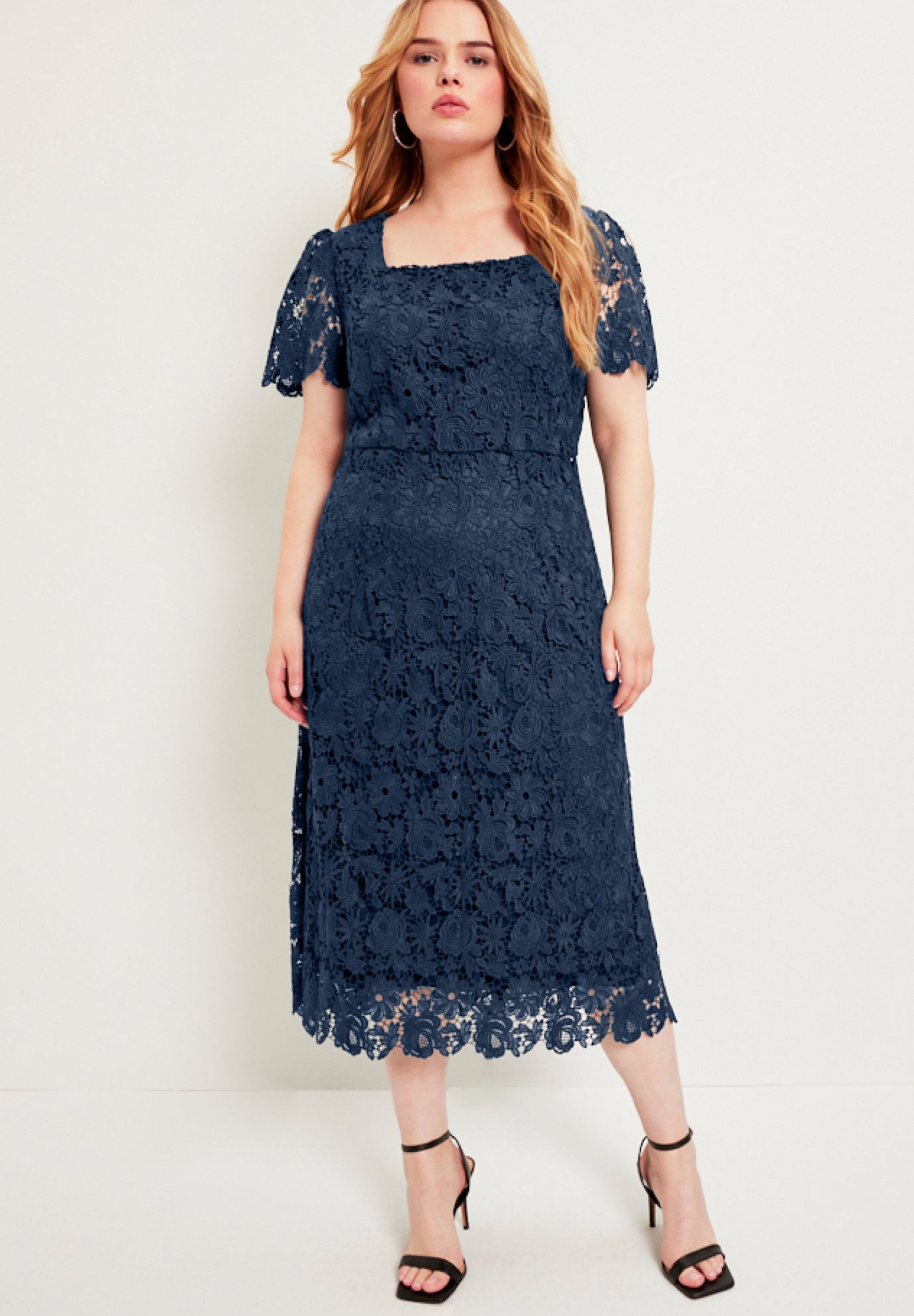 Plus Size Women's Square-Neck Lace Dress by June & Vie in Sun Dress (Size 22/24)