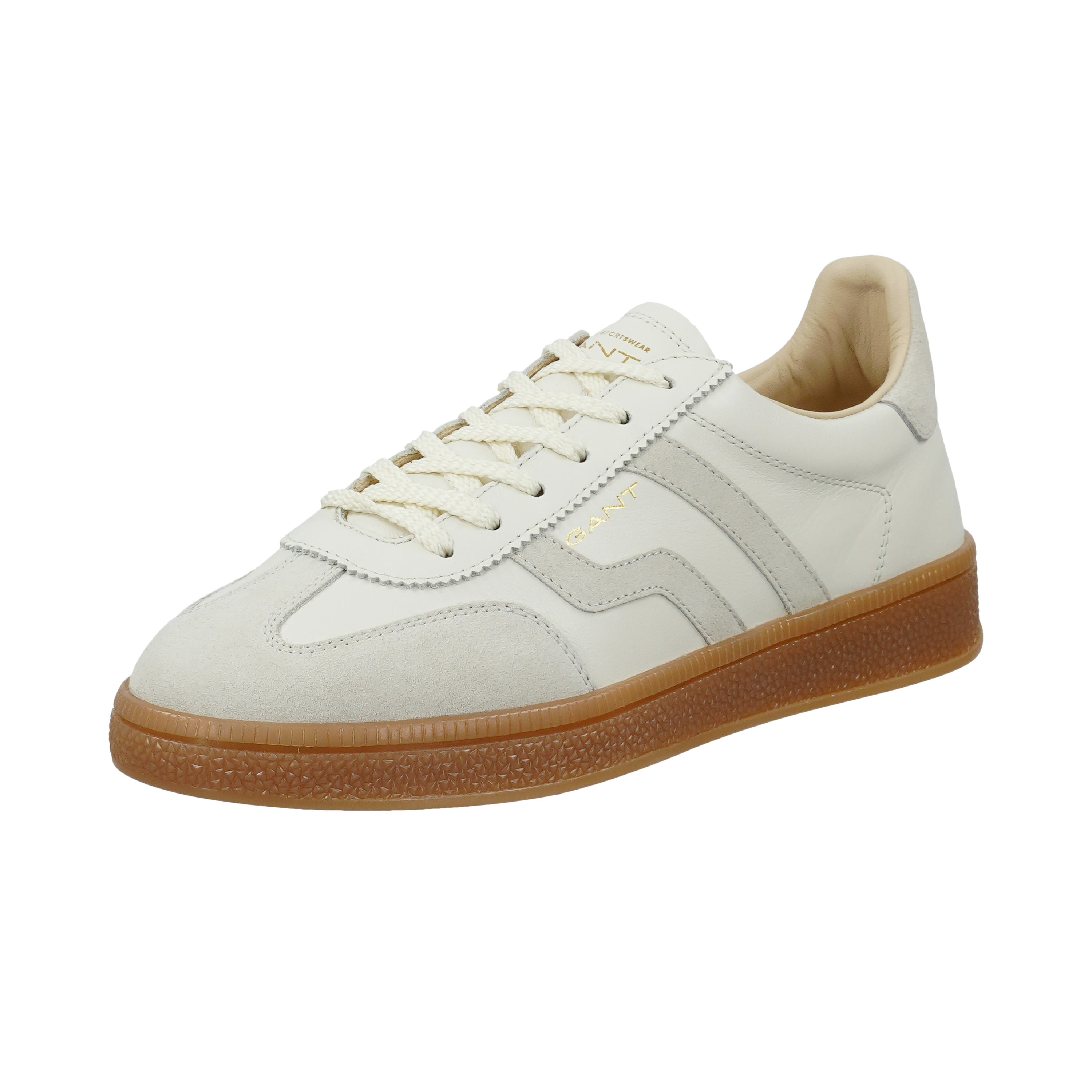 Sneaker GANT "Cuzima", Damen, Gr. 38, weiß, Leder, Veloursleder, kontrastfarbene Details, Schuhe Sneaker, Schnürschuh, Retro Sneaker mit Lederinnenausstattung