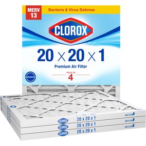Clorox Air Filters MPR1500 & FPR 10 MERV 13 Pleated HVAC AC Furnace Air Filters, 20 x 20 x 1-in, 4 count