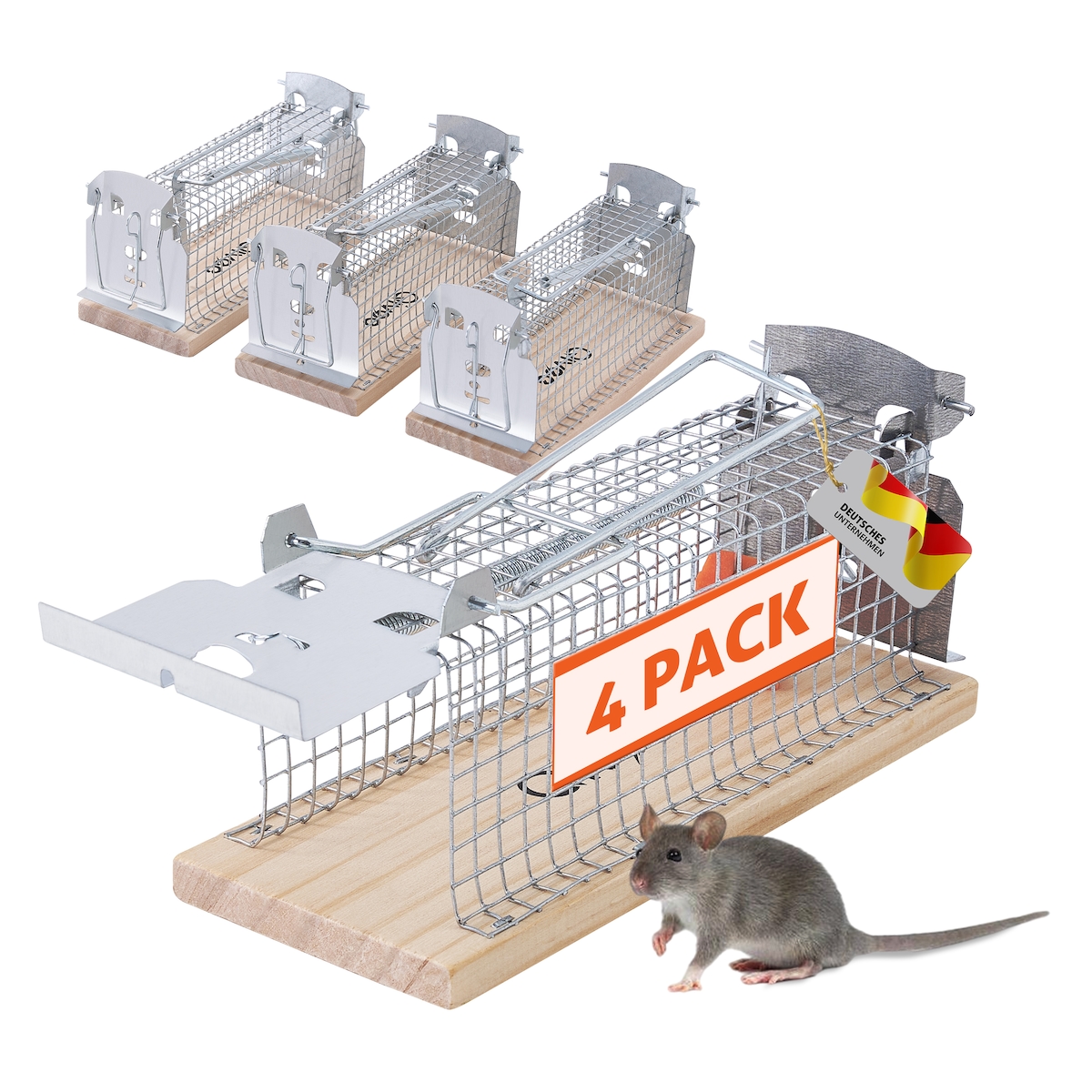 Qivee 4x Mausefalle Lebend Drahtkasten Mäuse Tier Nager Falle Wiederverwendbar Image