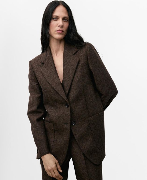 Speckled Wool Suit Jacket - Black - Mango Jackets