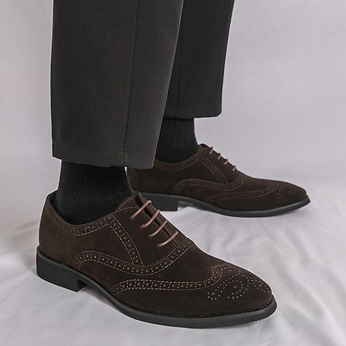 Dunkelbraune Brogue-Hochzeitsschuhe aus Kunstleder für Herren – klassische und elegante Hochzeitsschuhe für Bräutigame Image