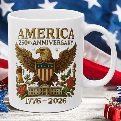 Tasse zum 250. Jahrestag der Vereinigten Staaten – patriotisches Geschenk – Keramik-Kaffeebecher zum 550. Jahrestag – 17762026 – Amerika 250 – Unabhängigkeitstag – 4. Juli – Geschenk für Männer und Image
