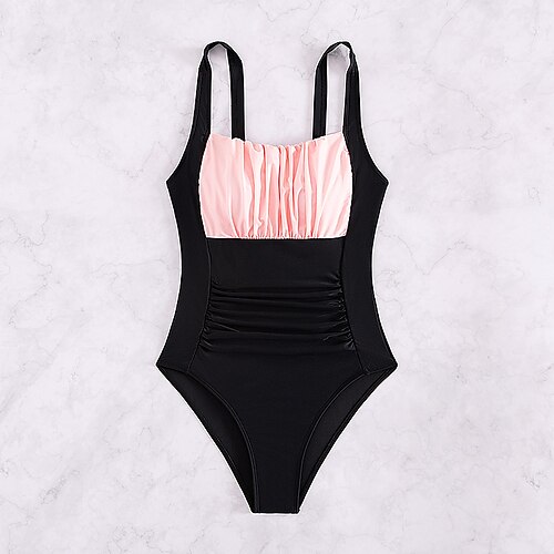 Damen Badeanzug Geraffte Einteiler Badeanzüge Grafik Reißverschluss UV Schutz Hohe Elastizität Ärmellos Bademode Surfen Tauchen Schnorcheln Sommer Image