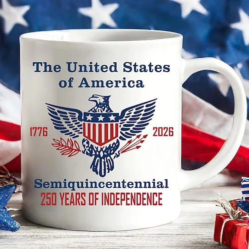 Tasse zum 250. Jahrestag der Vereinigten Staaten – patriotisches Geschenk – Keramik-Kaffeebecher zum 550. Jahrestag – 17762026 – Amerika 250 – Unabhängigkeitstag – 4. Juli – Geschenk für Männer und Image