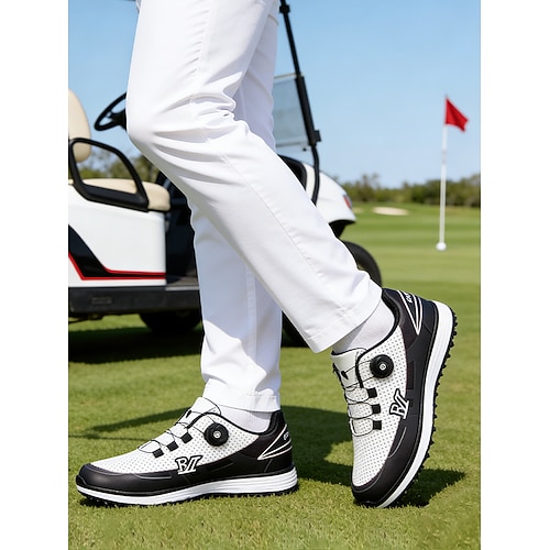 Herren-Golfschuhe aus Kunstleder in Blau und Weiß – stilvolles und bequemes Schuhwerk für Golfer und Sportbegeisterte Image