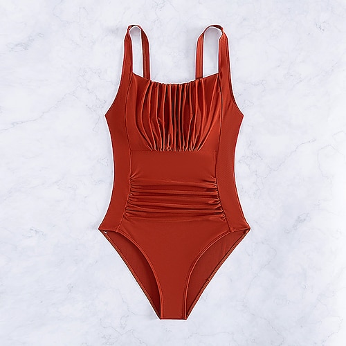 Damen Badeanzug Geraffte Einteiler Badeanzüge Grafik Reißverschluss UV Schutz Hohe Elastizität Ärmellos Bademode Surfen Tauchen Schnorcheln Sommer Image