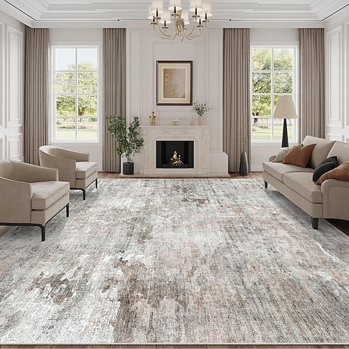 Nordischer Vintage-Wohnzimmerteppich, strapazierfähig und rutschfest, leicht zu reinigende Bettvorleger/Sofadecke, ideal für Hotels und Ferienwohnungen. Image