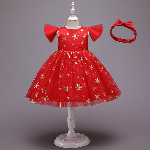 Blumenmädchenkleid Mädchen Formelle Kleidung Hochzeitskleidung Party Hochzeit Formell Mode Prinzessin Schön Netz Stern Ärmellos Rundhalsausschnitt Blau Schwarz Ab 4 Jahren Image