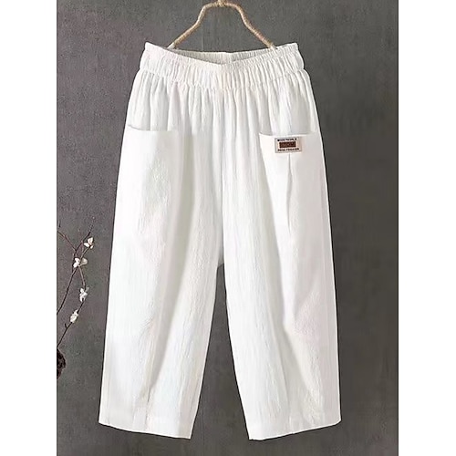 Damen Caprihose Strandshorts Baggy-Shorts Urlaub Mode Streetwear Wadenlang Hohe Taille Einfach Tasche Elastischer Bund Komfort Schnelltrocknend Weich Dehnbar Strand Ferien Blau Schwarz Weiß Gelb Image