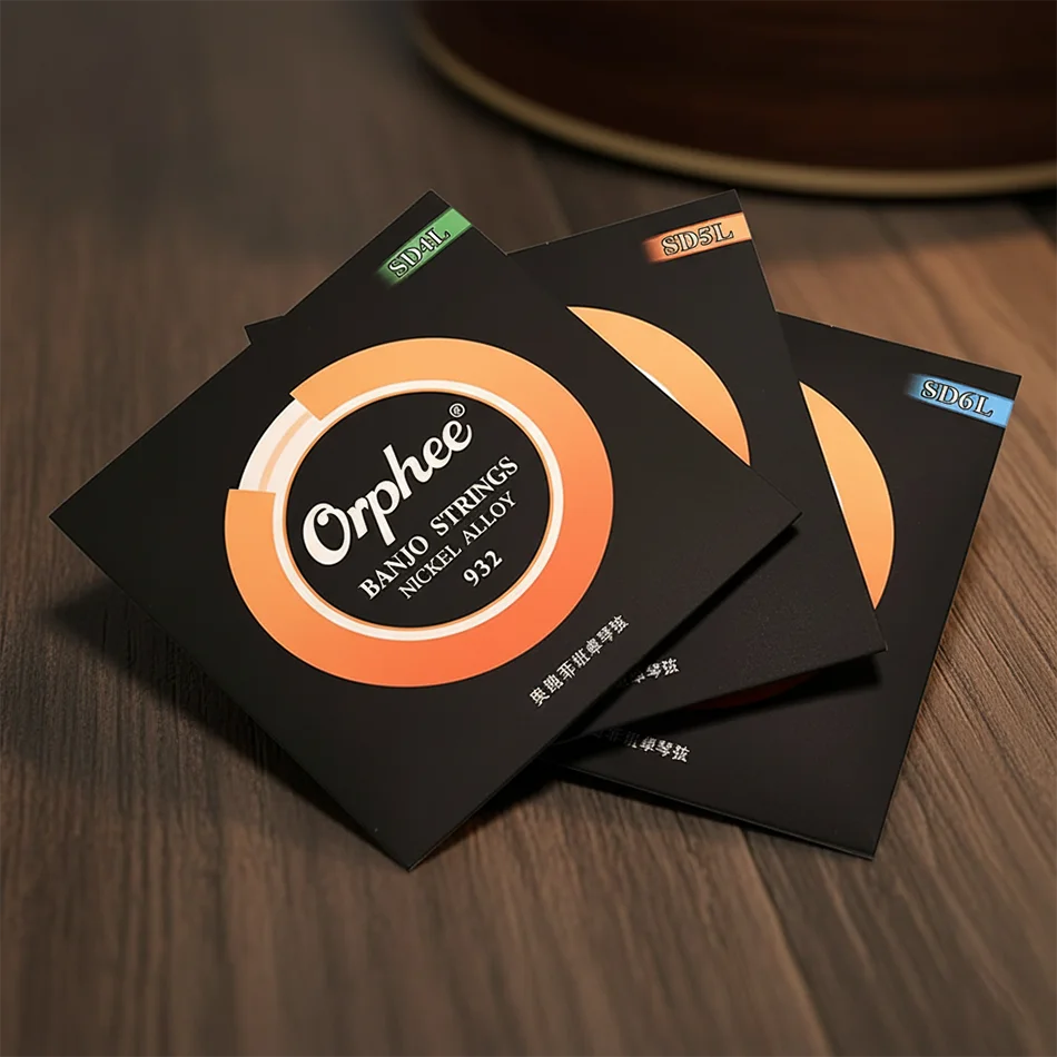 Orphee Banjo-Saiten, SD-Serie für 4/5/6 Saiten, sechseckiger Kern aus Kohlenstoffstahl, Nano-Anti-Rost-Beschichtung aus Nickellegierung Image