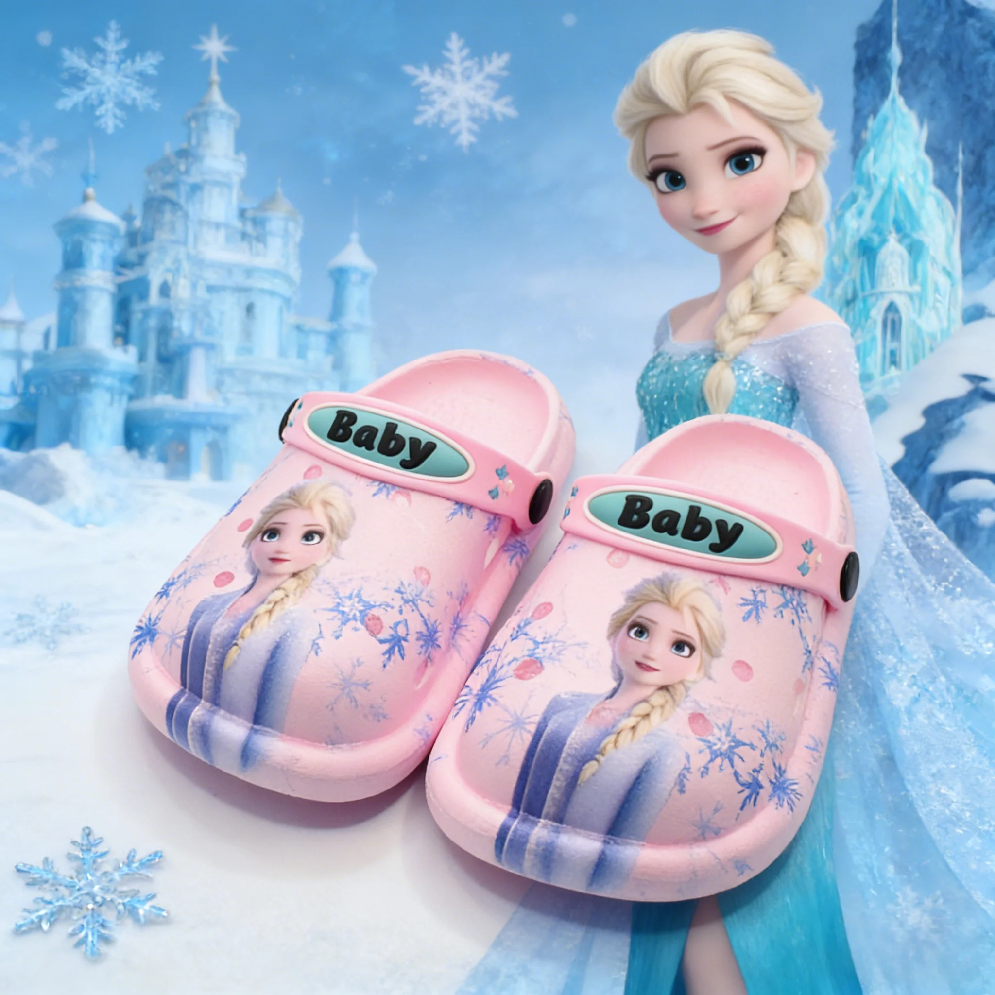 Disney Kinder Cartoon Gefrorene Prinzessin Elsa Mädchen Anti-slip Weichen Boden Sandalen Sommer Strand Schuhe Hausschuhe Hause Schuhe Größe 21-30