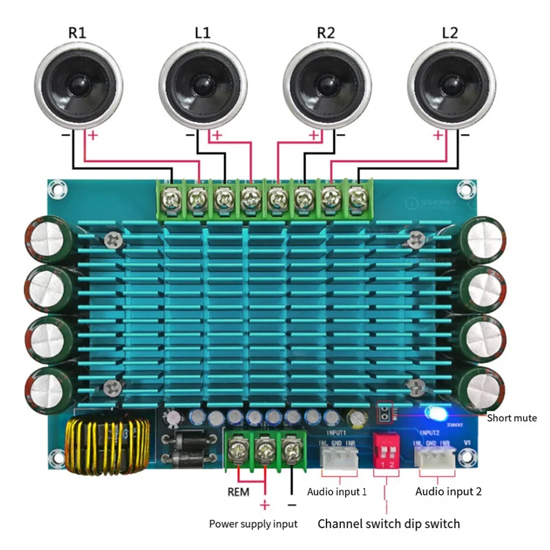 AAAEL-TDA7850 4 x 50 W Auto-Verstärkerplatine, hohe Leistung, 4-Kanal-12-V-Audiomodul, verstärkte Klangqualität Image