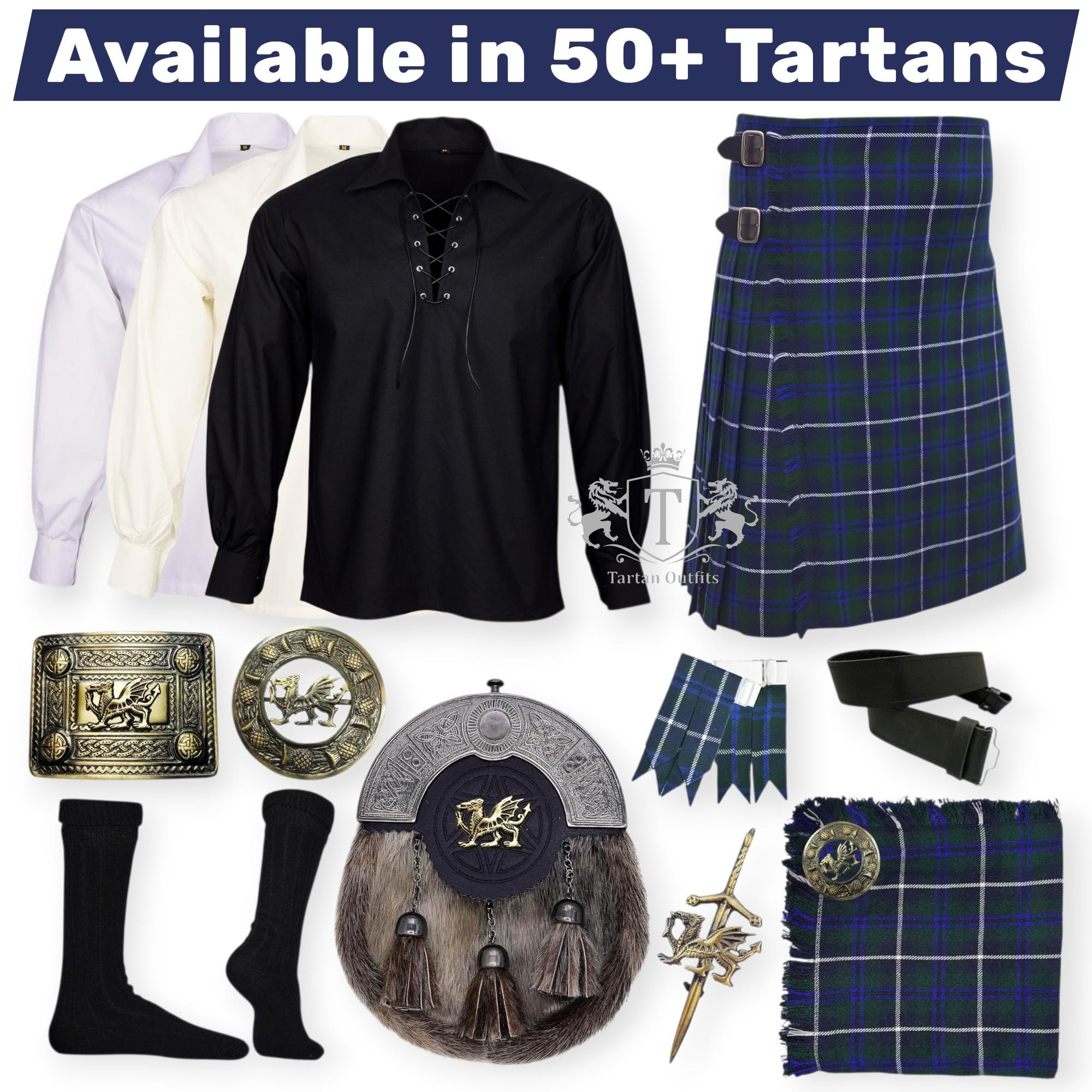 Completo da uomo con kilt antico con drago gallese, 10 pezzi, set da kilt scozzese, completo da kilt da matrimonio delle Highlands, disponibile in olt