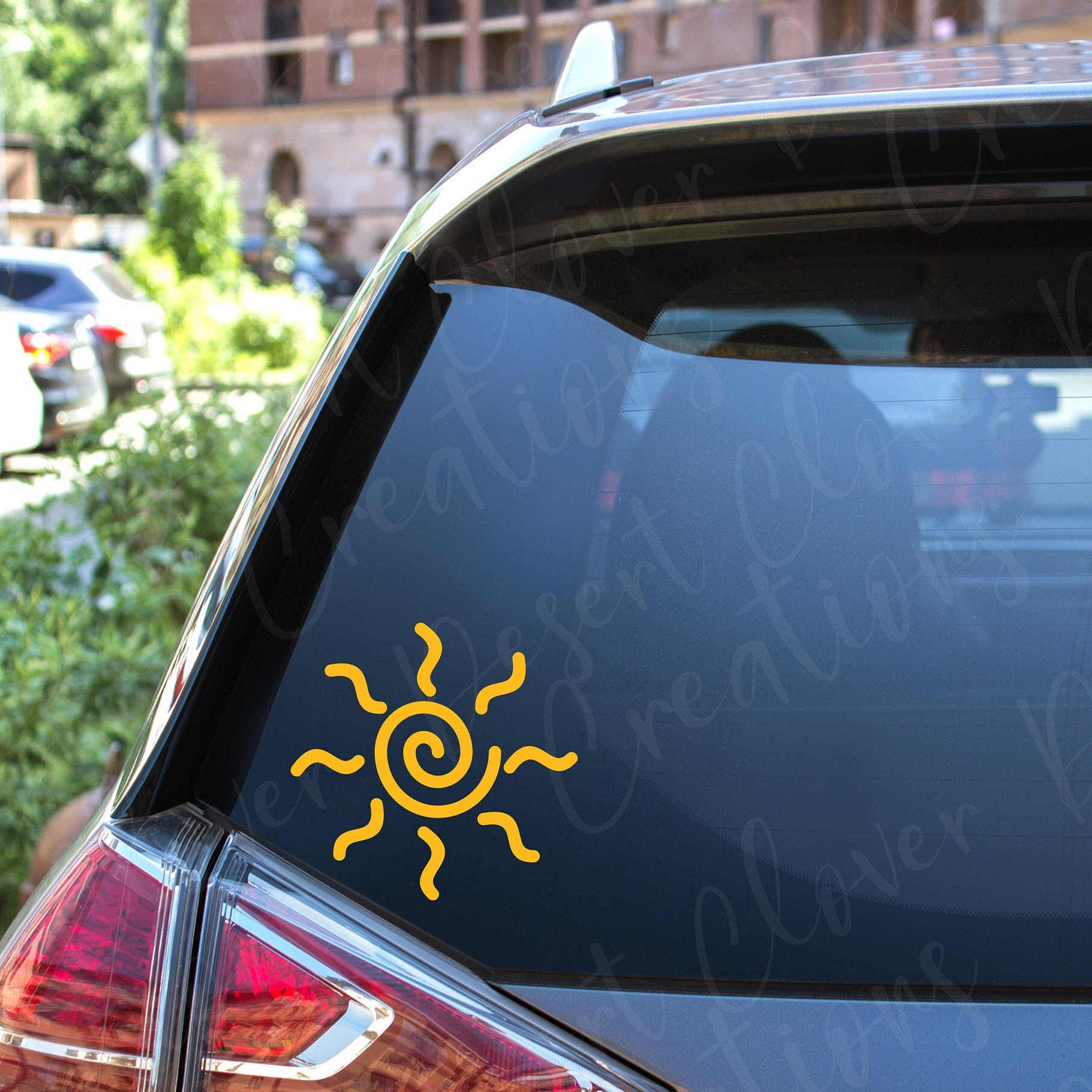 Adesivo in vinile con sole - Adesivo in vinile con sole splendente - Adesivo con sole ondulato - Adesivo per auto con sole astratto - Adesivo per lapt