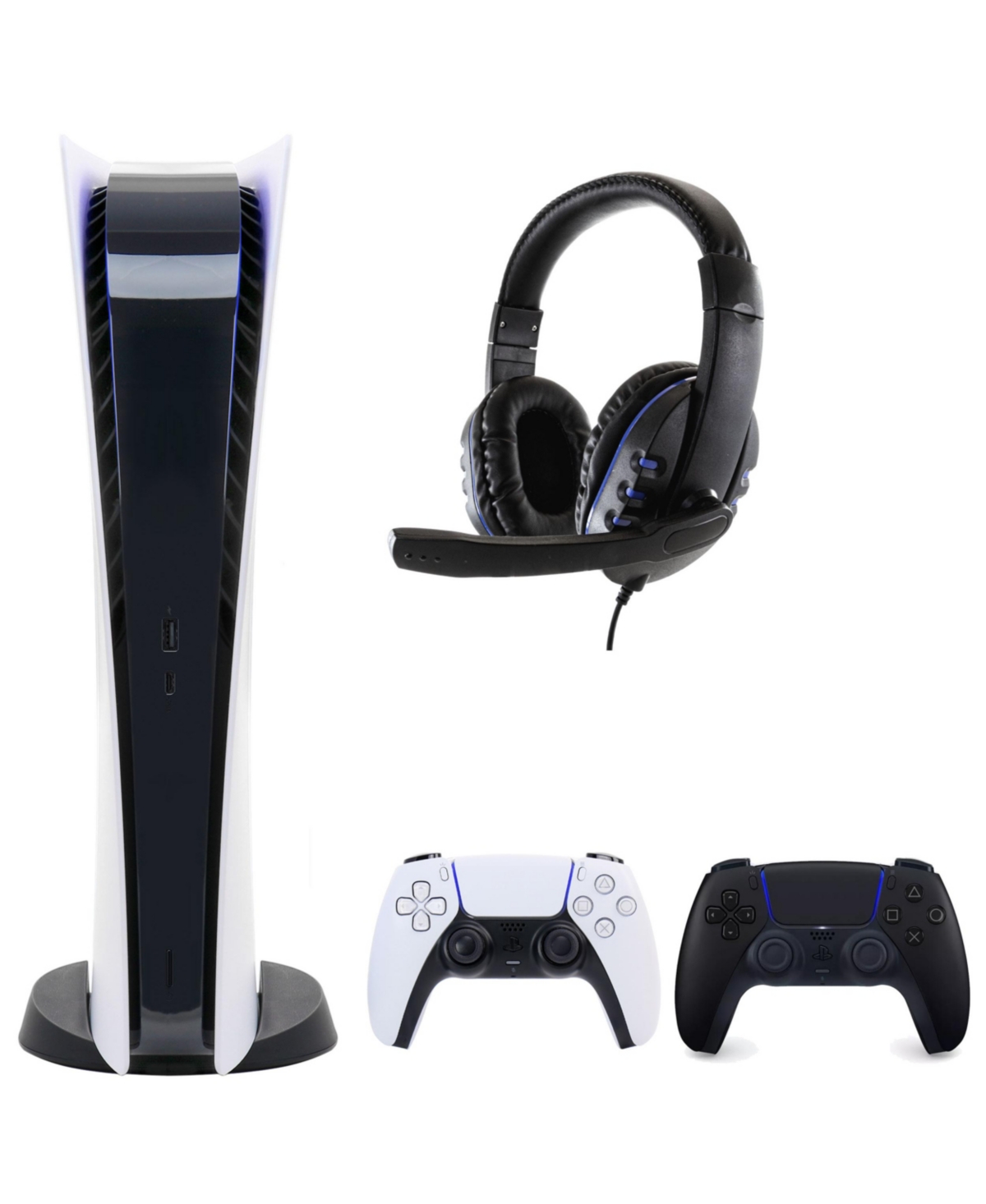 Sony PS5 Digital Console with Extra Black Dualsense Controller and Universal Headset - Open White
