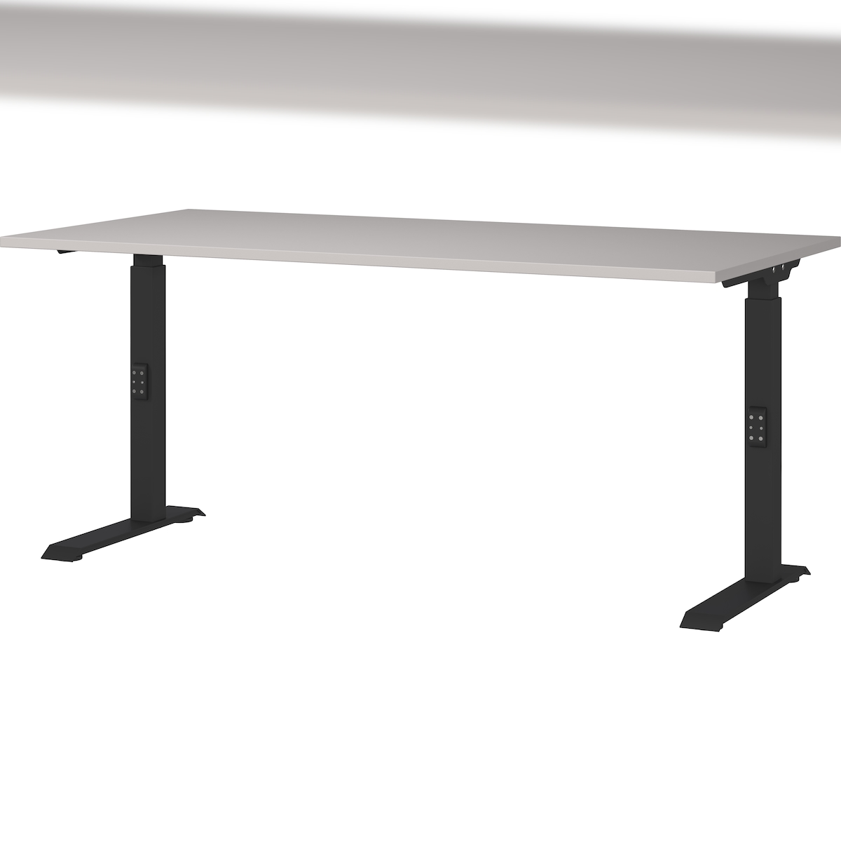 Schreibtisch höheneinstellbar 68-91 cm | Greige/Schwarz 160x80cm | C-Fuß Bürotisch Ergonomisch | Made in Germany | `Stuttgart` Kadima Design Image