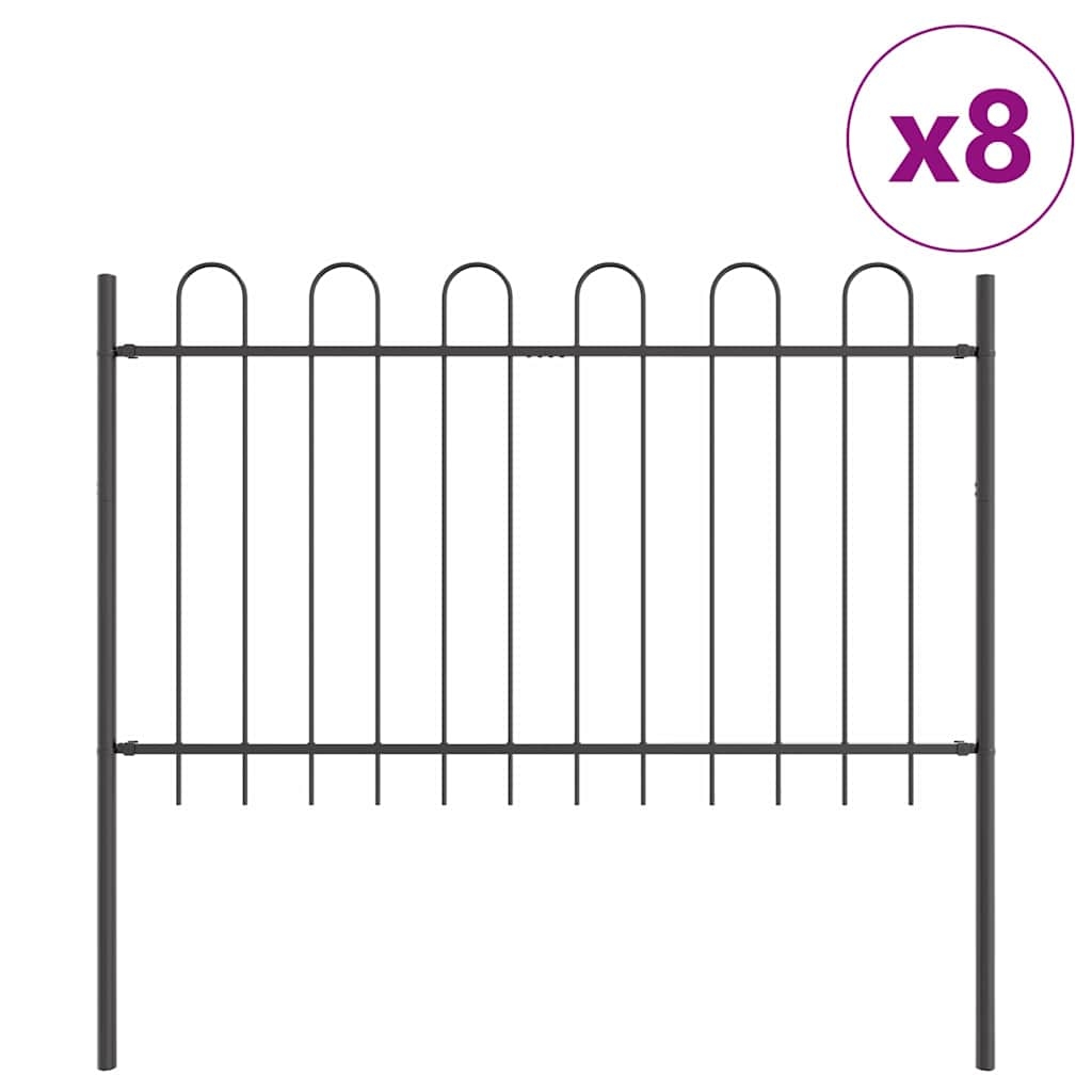 vidaXL Gartenzaun 8 pcs Grau 13,6 x 0,8 m Pulverbeschichteter Stahl Image