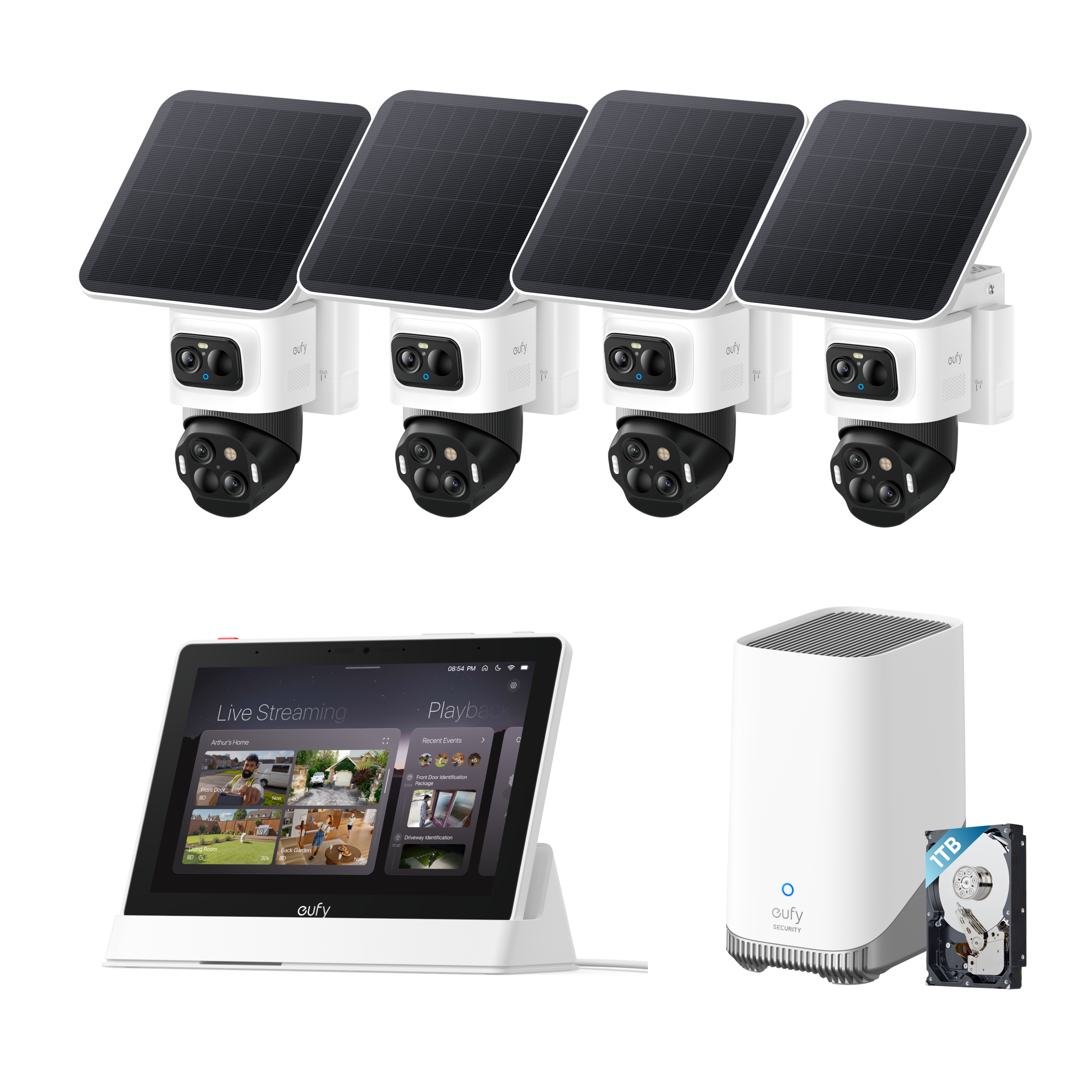eufyCam S4 (4 pack) + Homebase 3 + Display + 1 TB Hard Drive