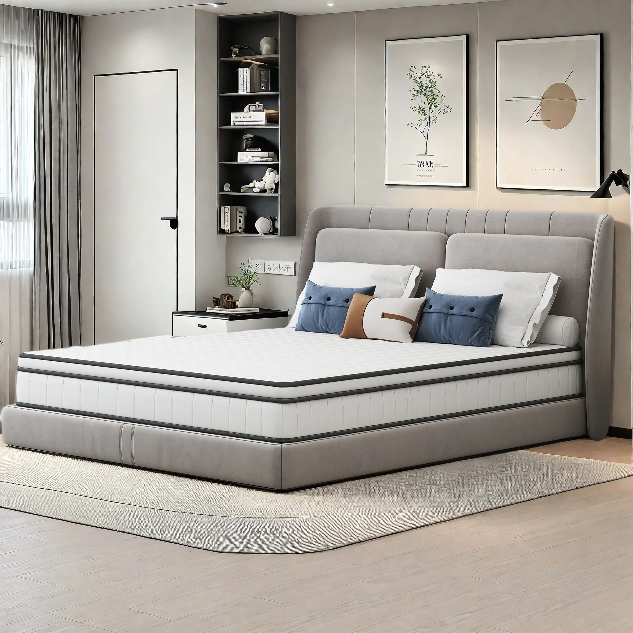 Matratze 140 x 190 cm, Dicke 25 cm, hybridgepolsterte Federkernmatratze mit Oeko-Tex-Zertifizierung, H3 mittlere Festigkeit, 7 Zonen, C