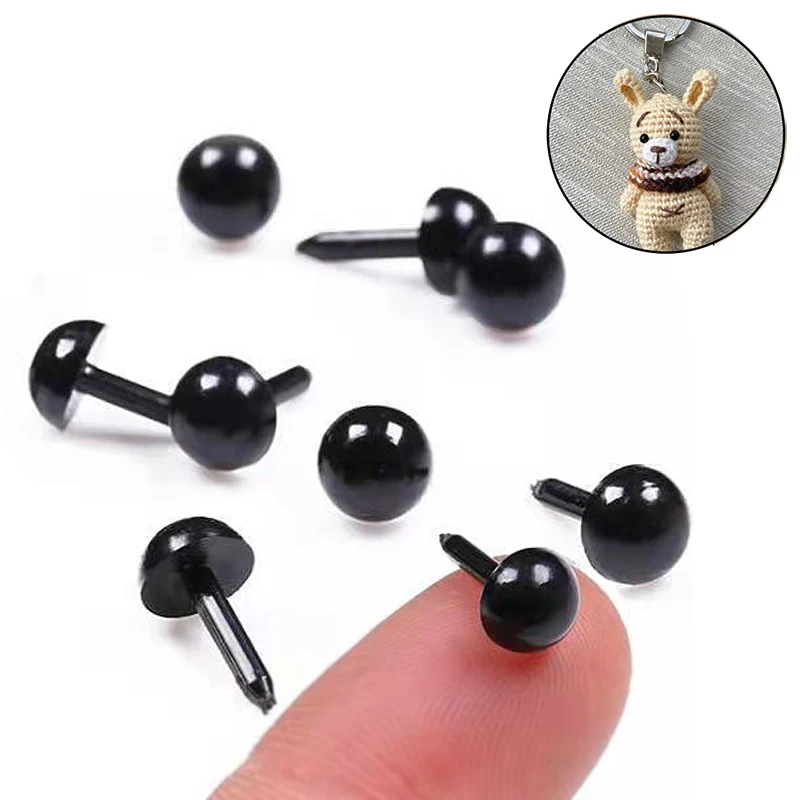 100 pezzi fai da te occhi di sicurezza in plastica nera per giocattoli artigianato orsacchiotto accessori per bambole accessori per bambole per animali 3mm/4mm/5mm/6mm