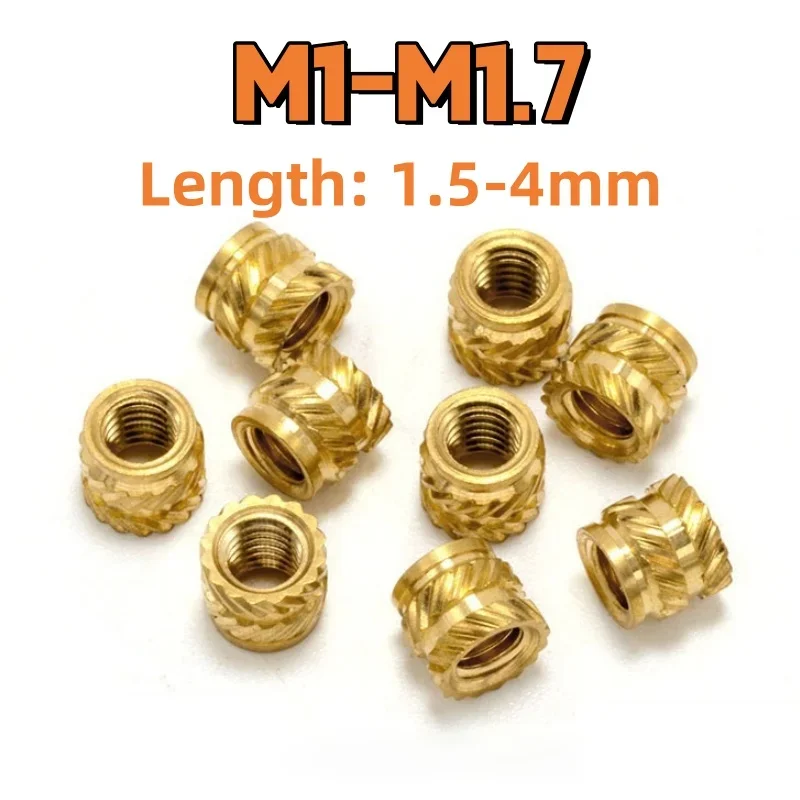 100/200/500 Stück Rändelmutter M1 M1,4 M1,6 M1,7 Messing-Einsatzmutter Doppel-Twill-Gewinde-Einbettungsmutter Minimonutter für 3D-Drucker Voron Image