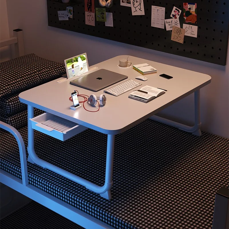 Klappbarer Bettschreibtisch, tragbarer Laptoptisch für Schlafsaal und Heimbüro, leichtes Sofa-Tablett aus Bambus/MDF mit klappbaren Beinen