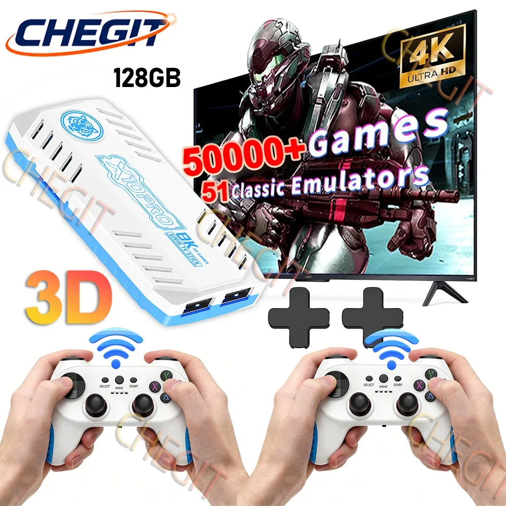 X10 PRO 4K TV Game Stick Video Game Console128G With 50000+Game / 64GB Wireless Controller Gamepad Retro Handheld Game Console