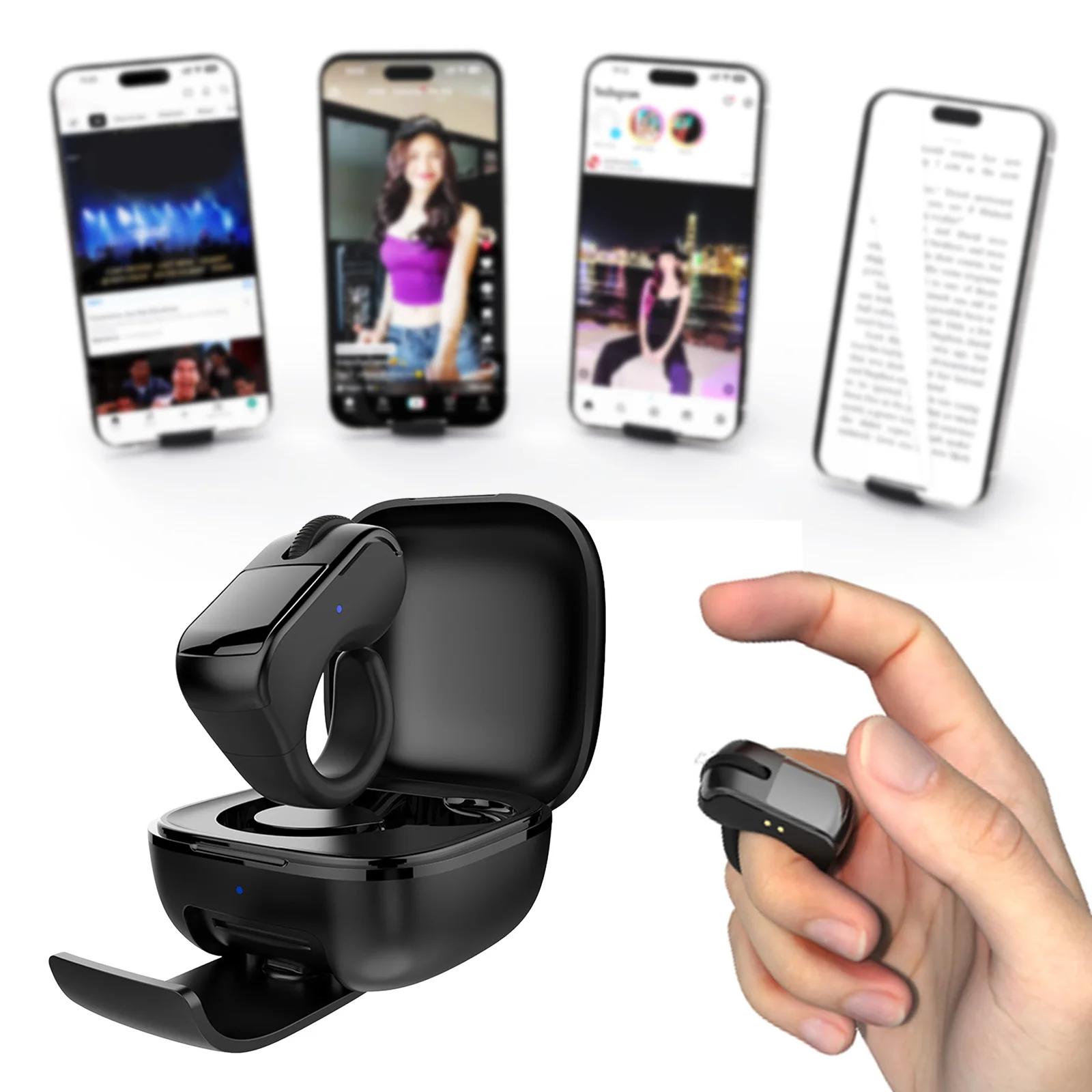 BT Air Fingerring-Maus mit Touchpad, kabelloser Scroller-Seitendreher für PC, Laptop, Tablet und Mobilgeräte Image