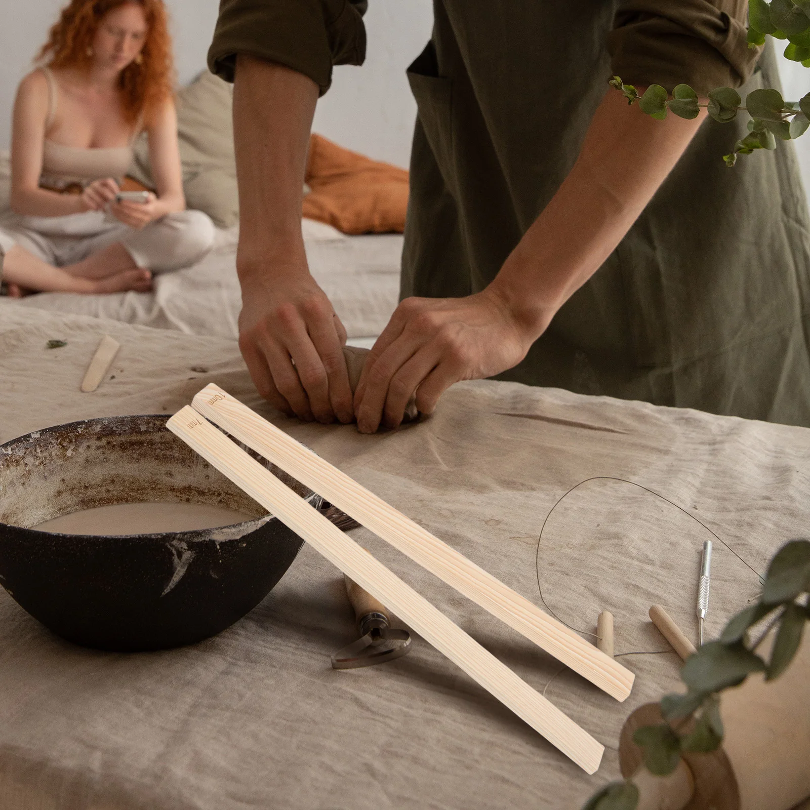 8 Stück Holzplatten-Rollenführungen für Keramik-Ton-Werkzeuge, präzise Schnittdickenmessung, beige Holzplatten zum Basteln