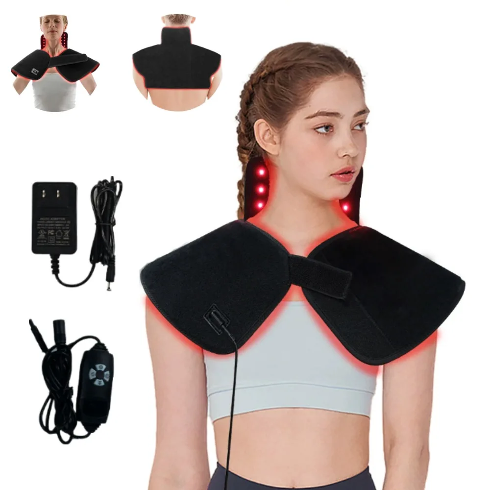 Rotes Infrarotlicht für Nacken und Schulter: 660 nm und 850 nm Dual-Chip-LED, tragbares Wickelpolster, Schmerzlinderung, Muskelentspannung, Rotlichttherapiegerät Image