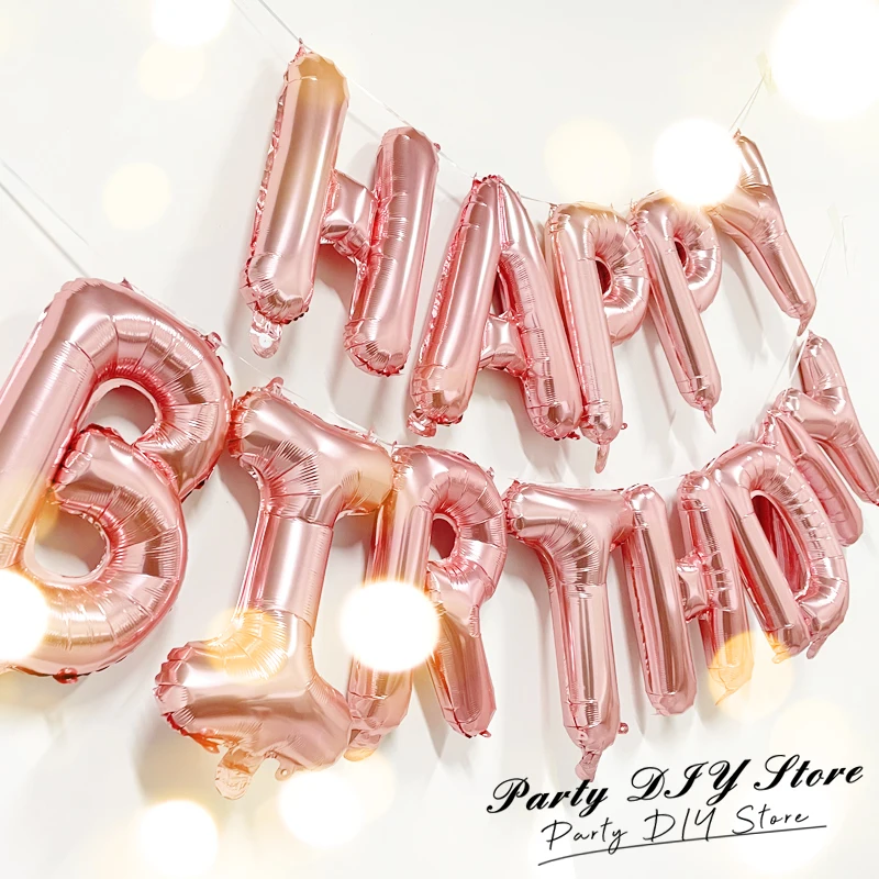 13 pezzi di palloncini di compleanno in lamina color oro rosa con lettere Set di palloncini per decorazioni di buon compleanno Globos Forniture per feste per bambini
