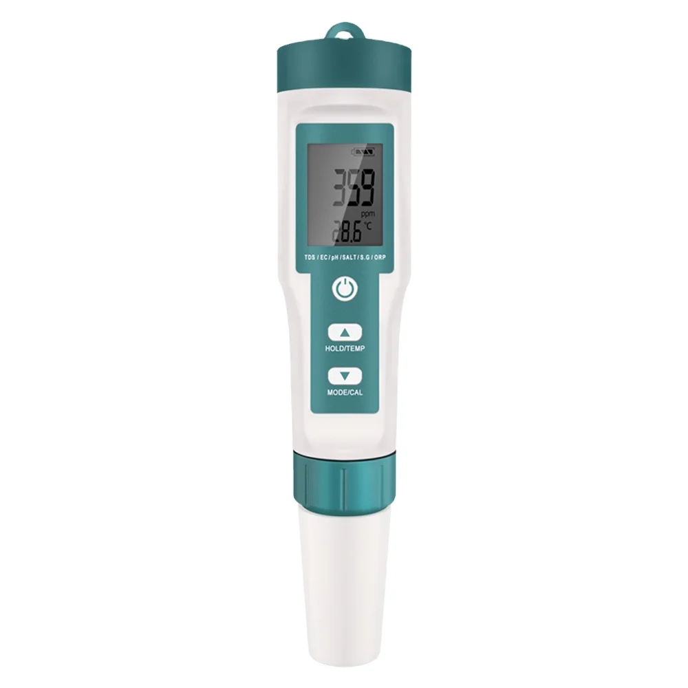 COM-600 7-in-1 PH TDS EC ORP Salzgehalt S. G Temp Meter Wasserqualitätsmonitor Tester IP67 für Trinkwasser, Aquarien PH Meter Image