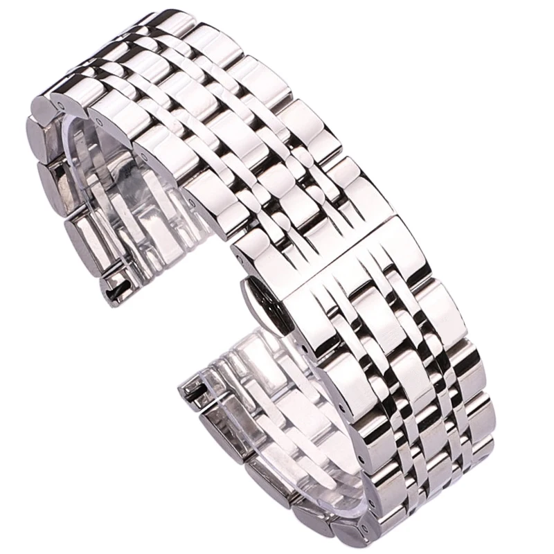 18mm 20mm 22mm Edelstahl Uhr Band Strap Silber Poliert Herren Luxus Ersatz Metall Armband Armband Zubehör Image