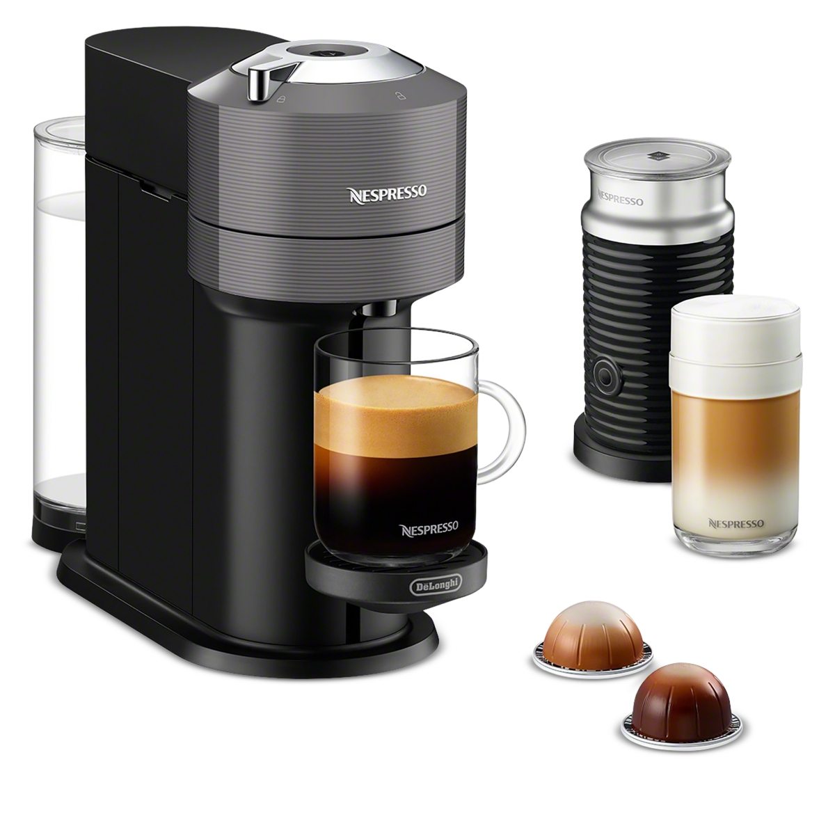 Nespresso Vertuo Next Coffee and Espresso Maker by DeLonghi with Aeroccino Milk Frother - Dark Grey