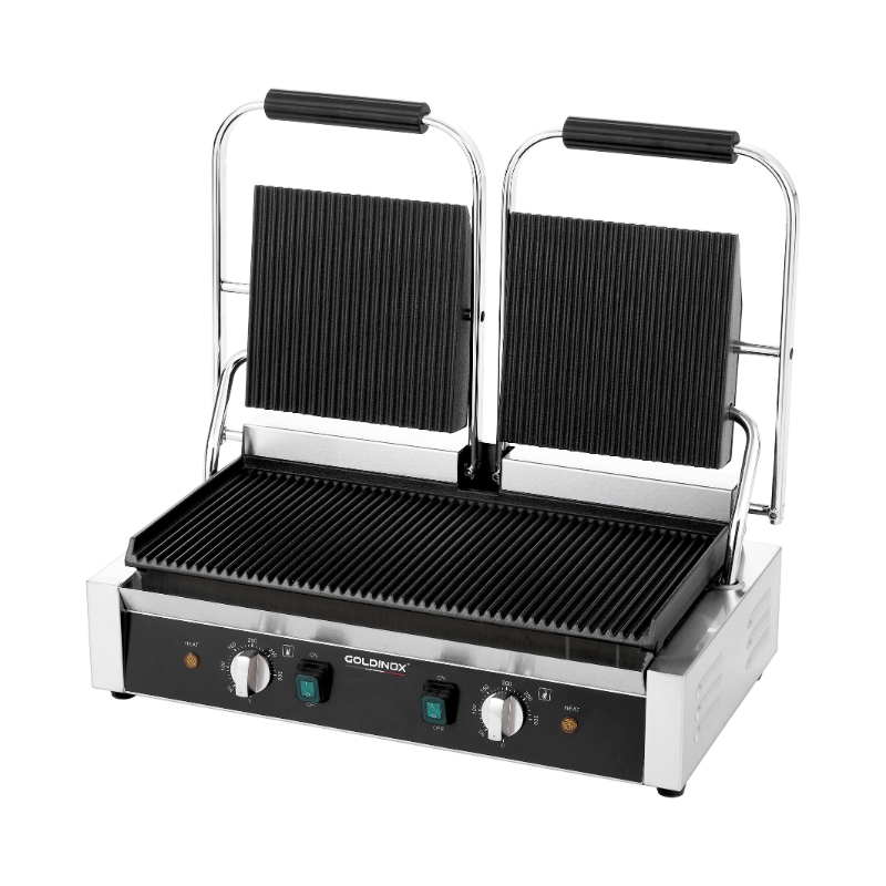 GOLDINOX Contact Grill Panini Double Rilled Oben und Unten - 498 x 283 mm Image