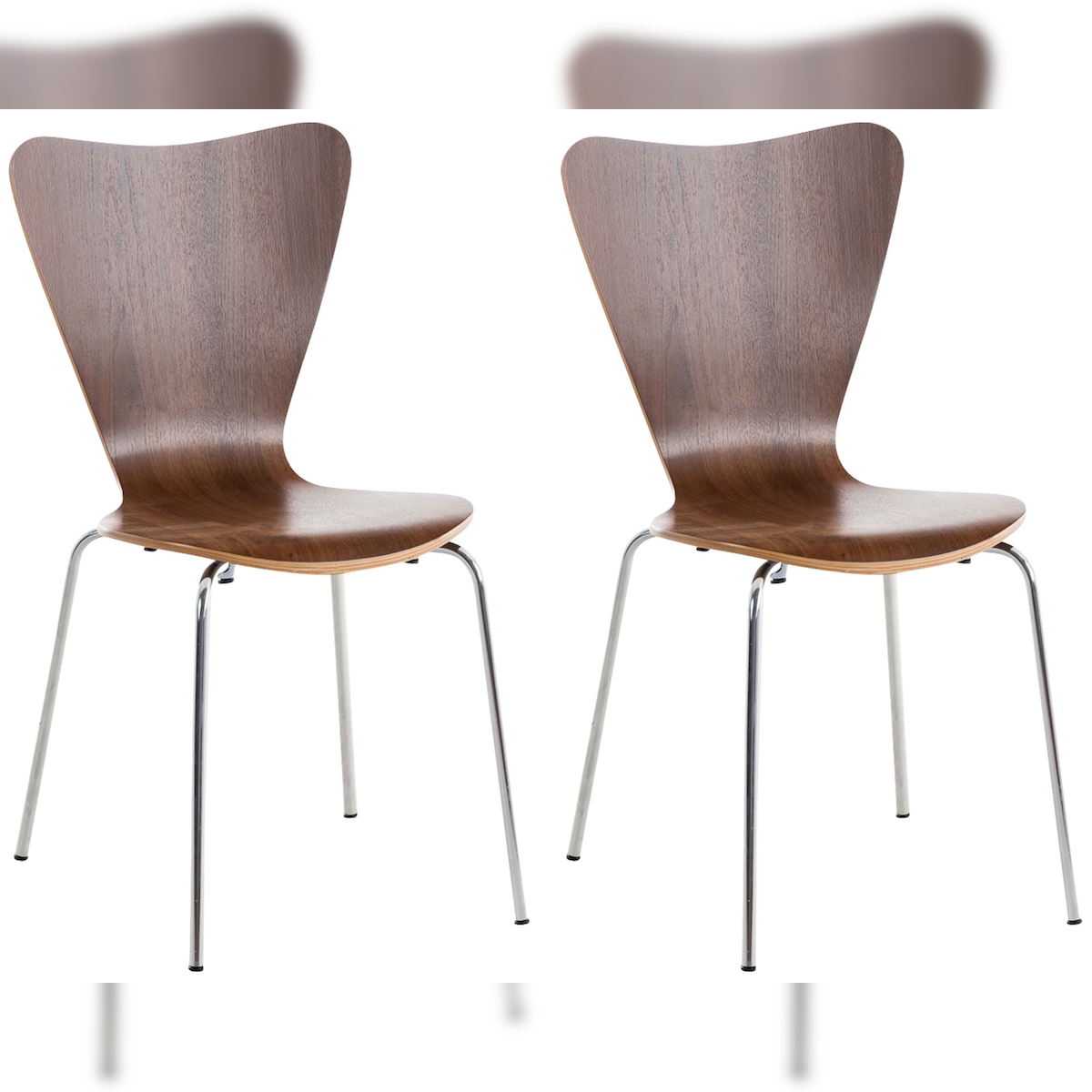 DELUKE 2er Set Besucherstuhl BERLIN - Holz Walnuss 45x49x85 cm | Besucherstühle Konferenzstuhl Wartezimmerstuhl Bürostühle Bürostuhl Konferenzraum Image