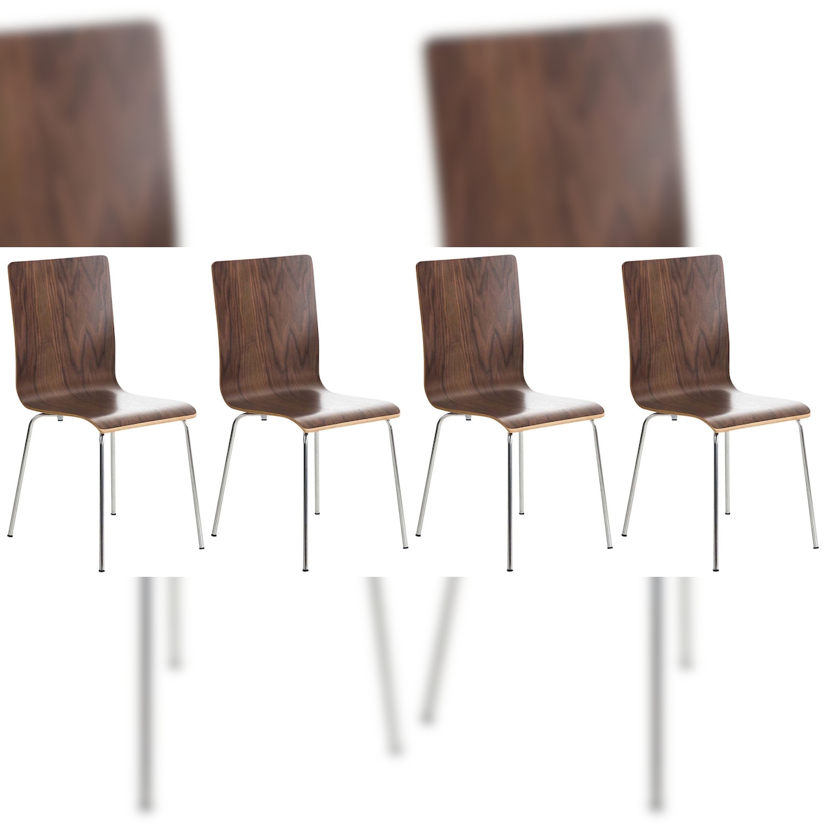 DELUKE 4er Set Besucherstuhl TUNIS - Holz Walnuss 43x47x87 cm | Besucherstühle Konferenzstuhl Wartezimmerstuhl Bürostühle Bürostuhl Konferenzraum Wartezimmer Image