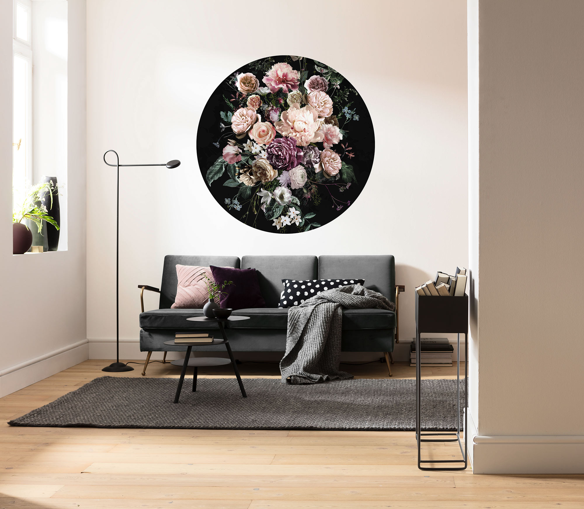 Fototapete KOMAR "Enchanted Flowers", schwarz,rosa, B:125m H:125m, Tapeten