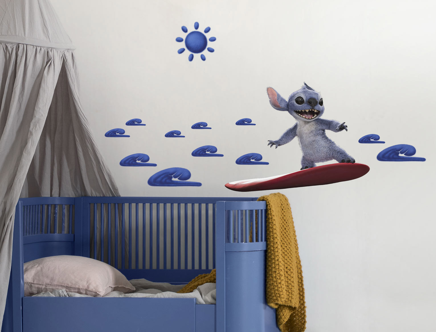 Wandtattoo KOMAR "Komar Wandtattoo - Disney Stitch - Größe 70 x 50 cm", blau, B:70cm H:50cm, Wandtattoos, Wandtattoo, 70 x 50 cm (Breite x Höhe)