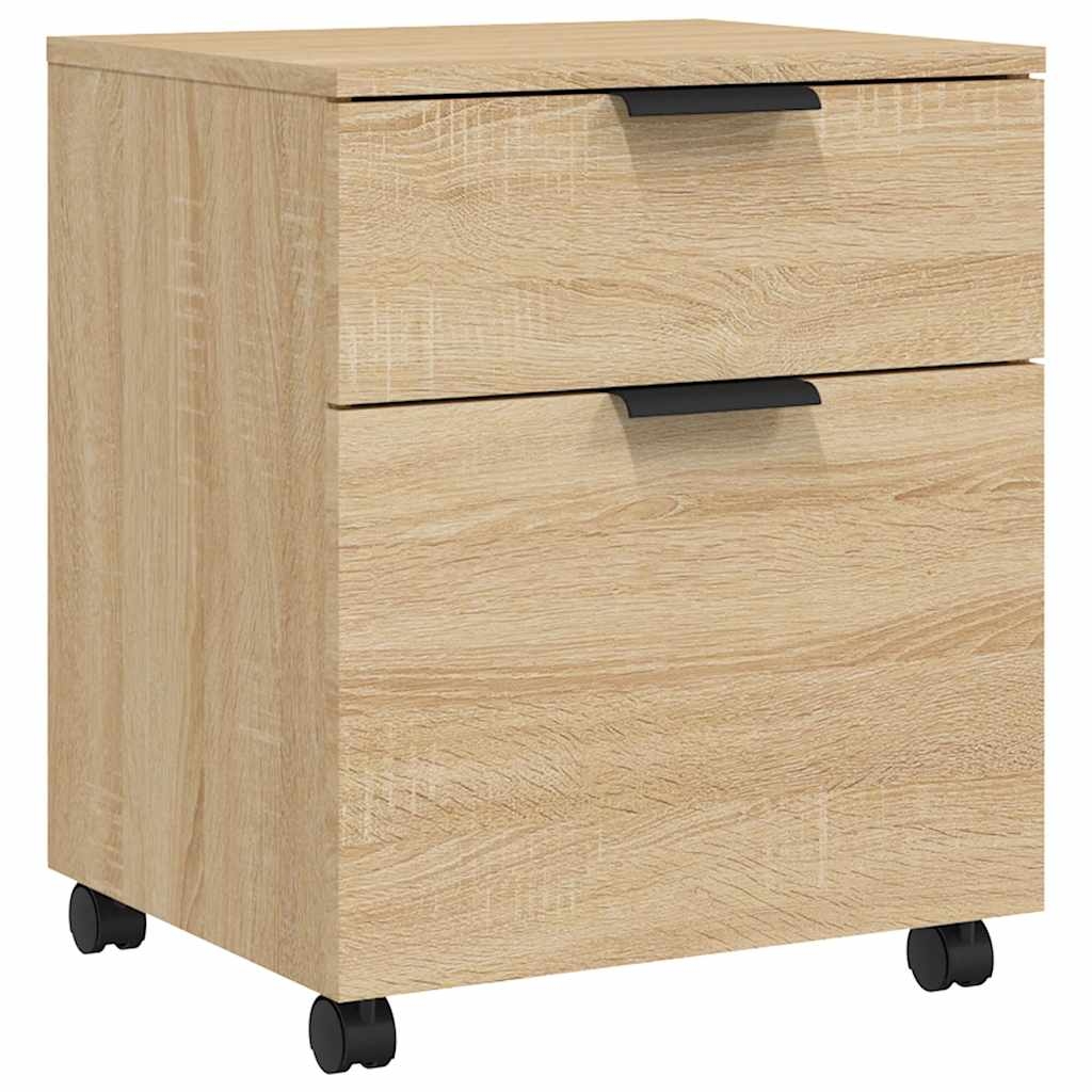 DELUKE Rollcontainer MOSAB rollbar Sonoma-Eiche 45x38x54 cm | Nachttisch mit Rollen Aktenschrank rollbar kleiner Schubladenschrank Image