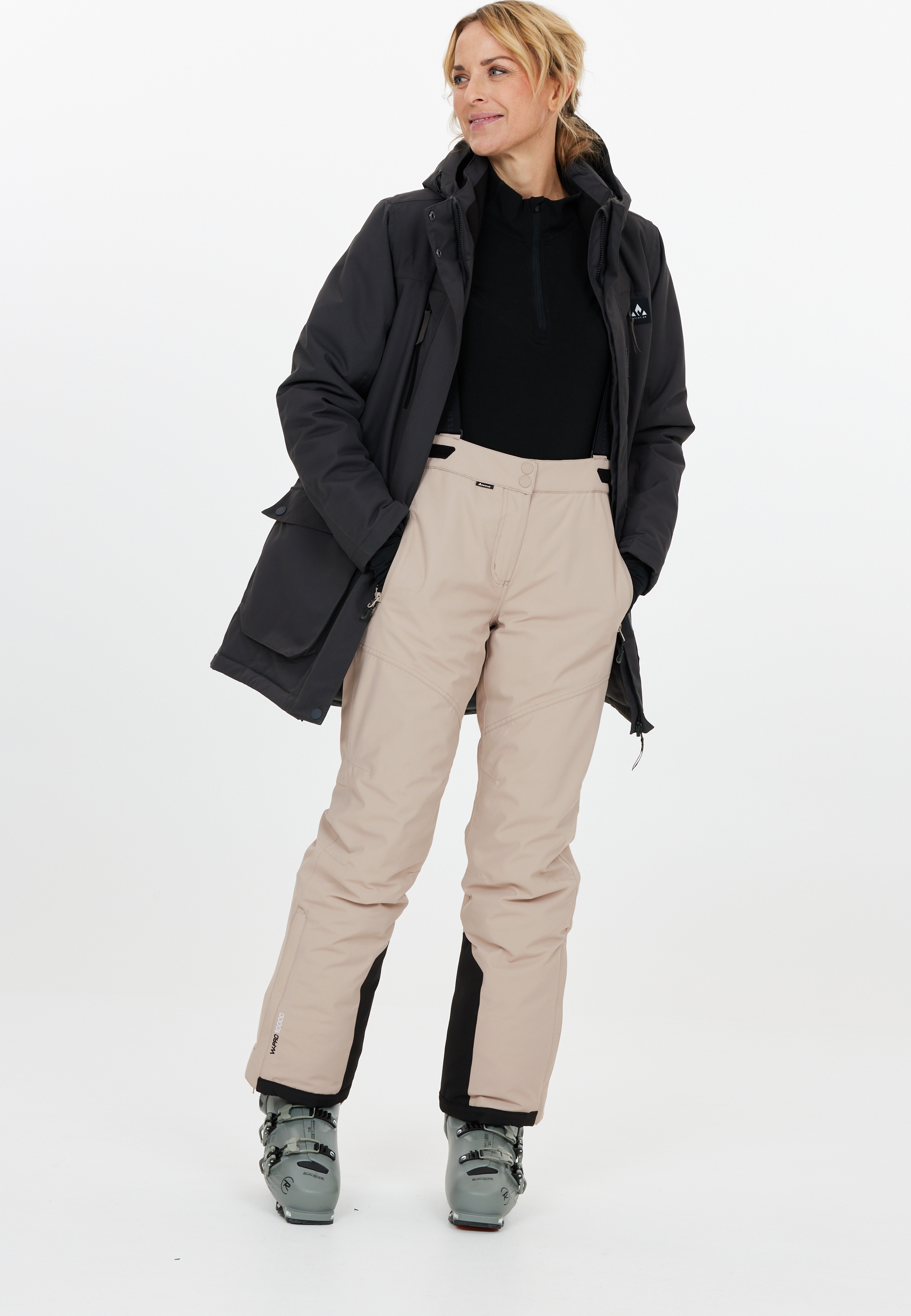 Skihose WHISTLER "Drizzle", Damen, Gr. 42, EURO-Größen, grau, 100% Polyester, unifarben, lang, Hosen Skihose, mit wasserabweisender Membran