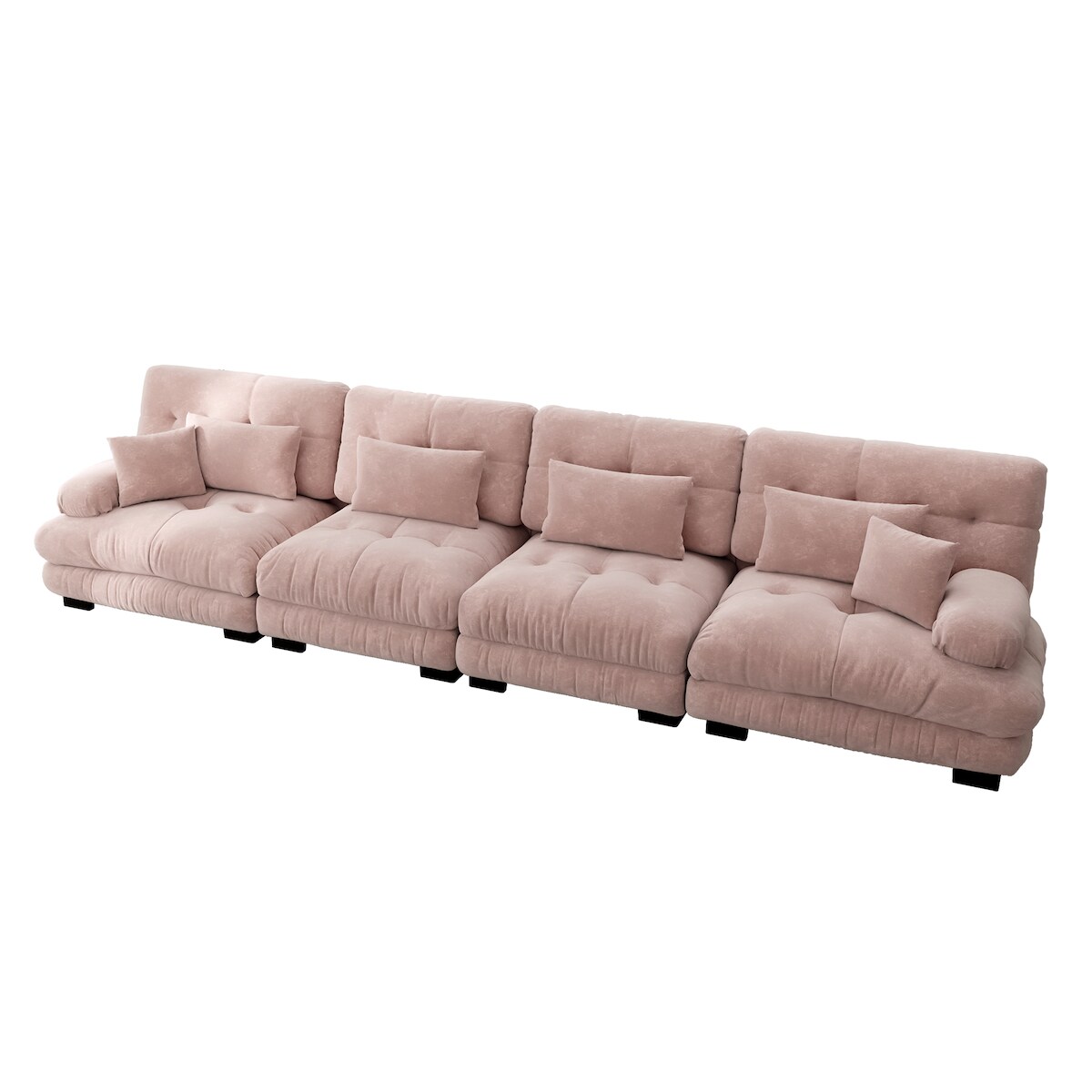 MODFU Modulares Ecksofa 4-Sitzer 406x77x81, Rosa Chenille mit Tiefensitz und hochwertigen Kissen, modernes Design Image