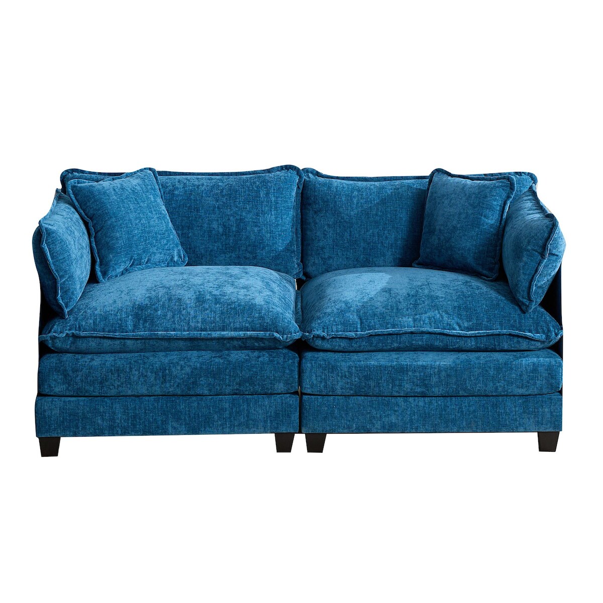 STILVORA Cloud Sofa 2-Sitzer 37x91x77 ergonomisches Design, Chenille Bezug, modulares Sofa in Blau, für Wohnzimmer und Schlafzimmer Image