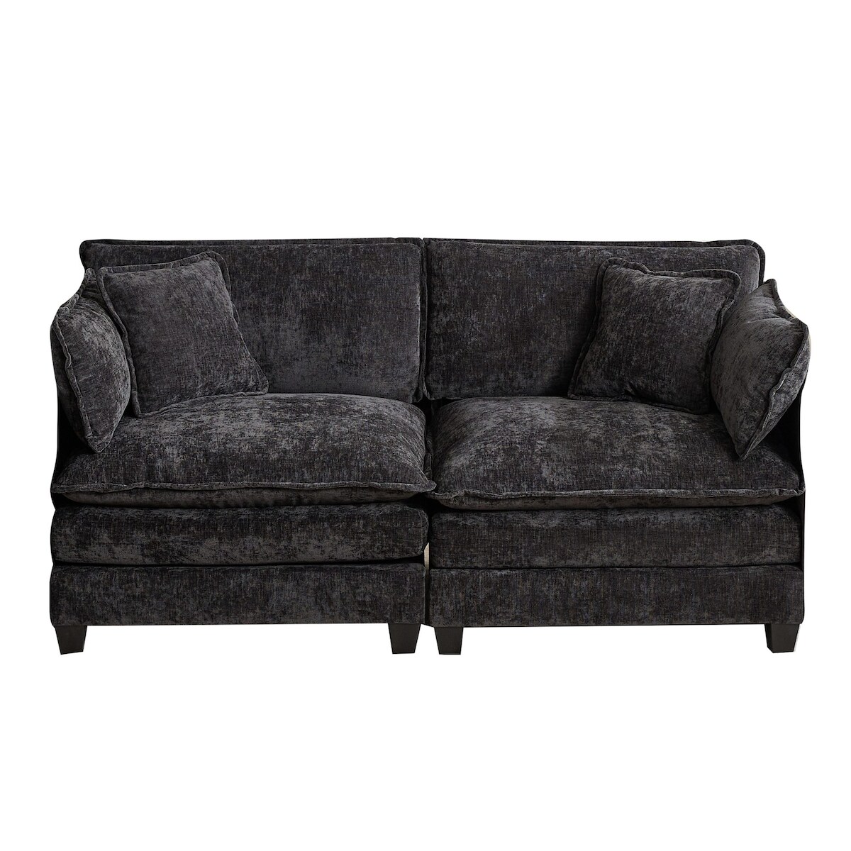 OKWISH Cloud Sofa 2-Sitzer 37x91x77 cm ergonomisch Chenille Bezug modular verschiebbar Rückenstütze, komfortabel, Schwarz Image